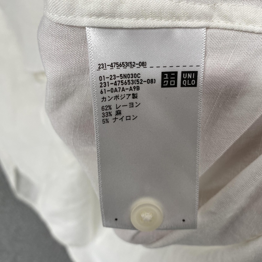 Uniqlo Linen Top Womens Medium Button Up Minimalist Capsule Collarless White - Picture 7 of 12